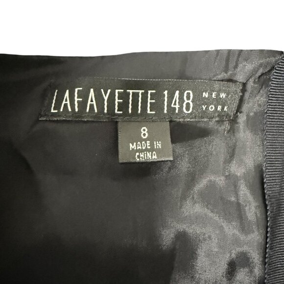 Lafayette 148 NY Blue Tweed Cowl Neck Midi Dress With Pockets Size 8 - Picture 4 of 6